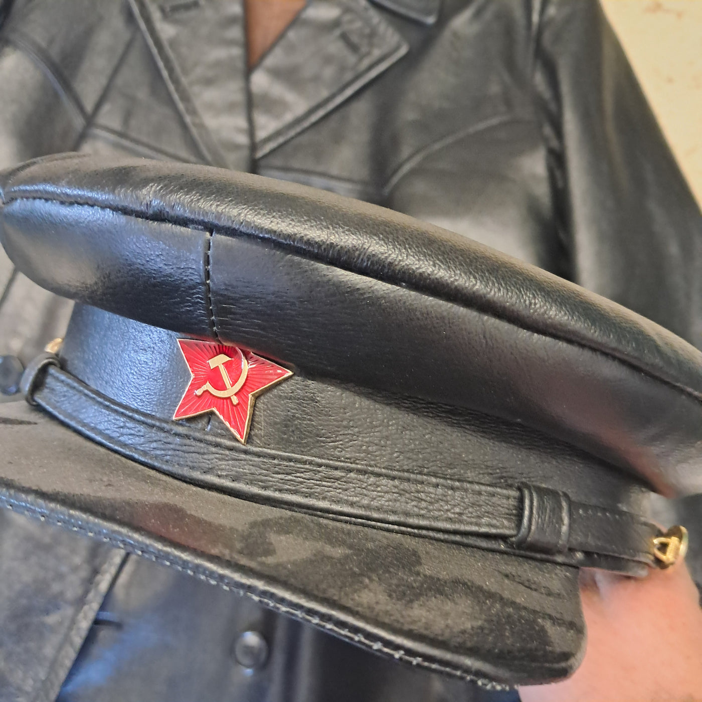 Repro Soviet WW2 NKVD Leather Coat + Hat