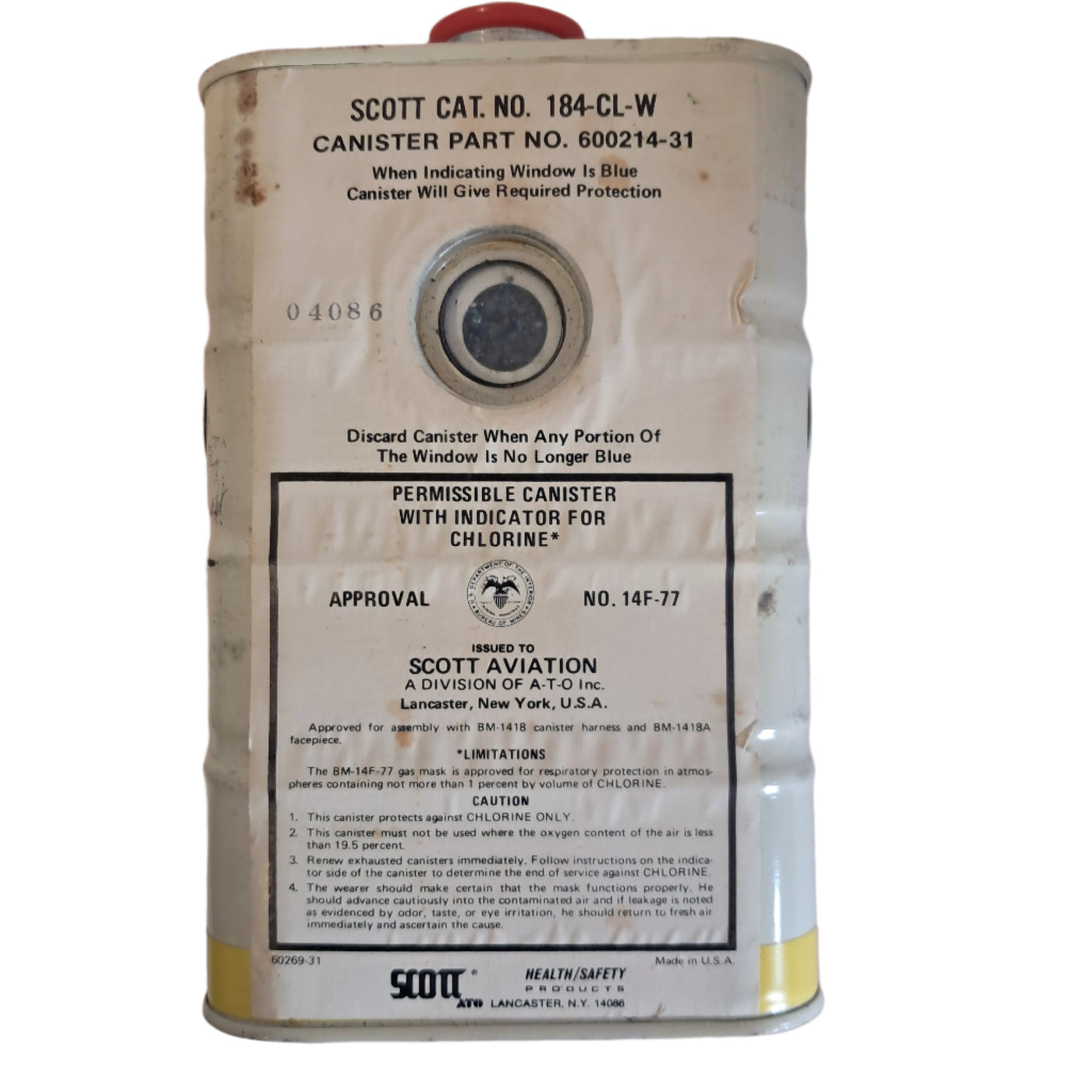 Scott Aviation Gas Mask Canister for Chlorine (1980)